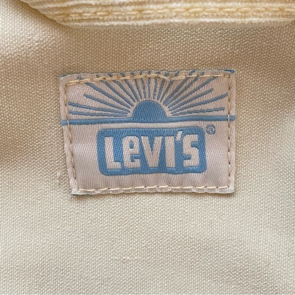 Levi’s Y2K Corduroy Trucker Jacket Pale Yellow Size Large - Picture 9 of 12